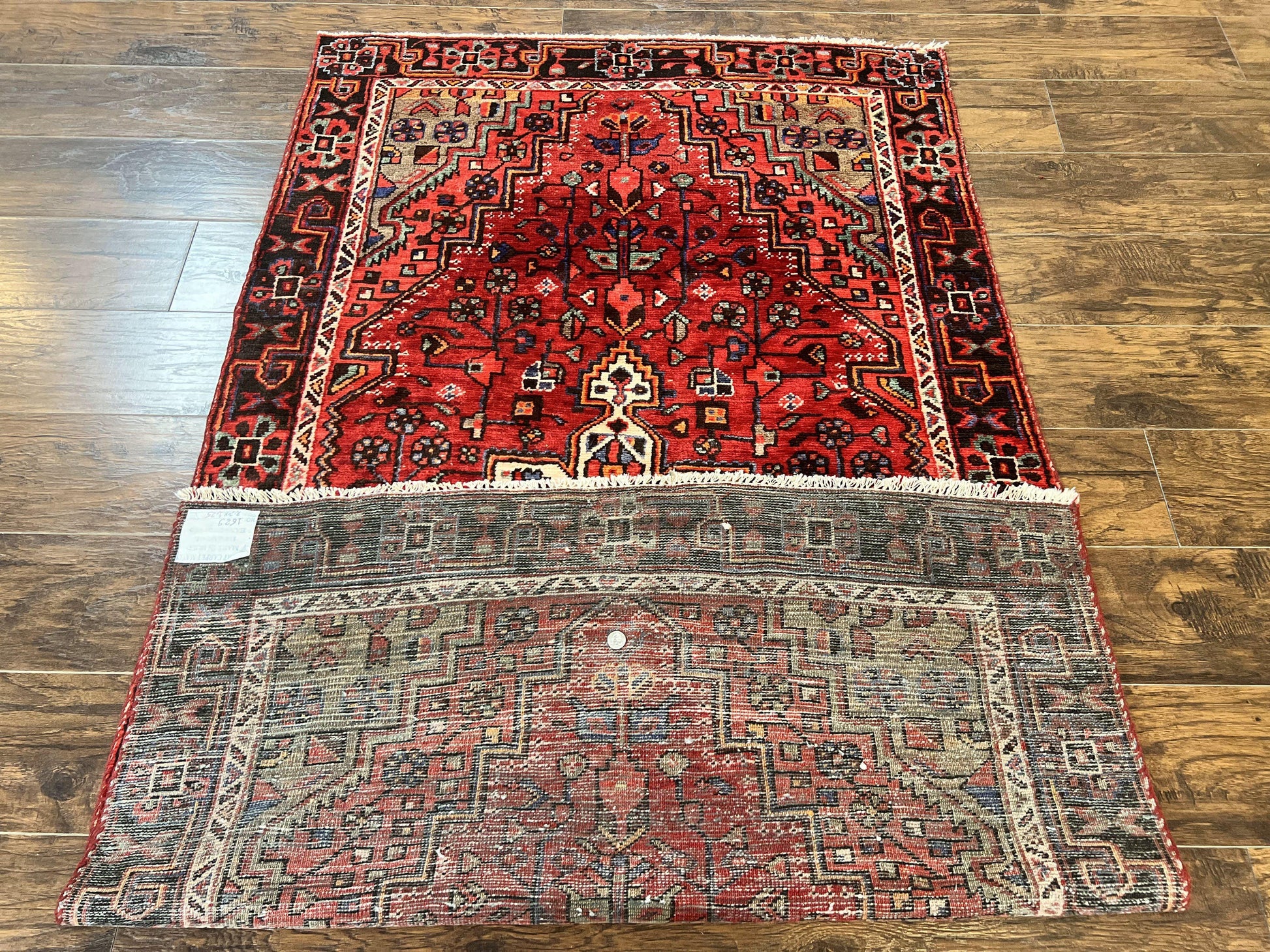 Antique Persian Tribal Rug 4x7, Red, Geometric Medallion, Handmade, Wool, Persian Zanjan Rug - Nuvé