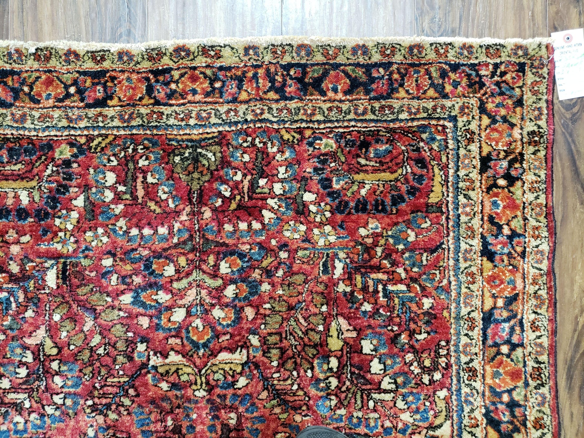 Antique Persian Sarouk Rug, Red, Allover Floral Pattern, Hand-Knotted, Wool, 3'4" x 4'10" - Nuvé