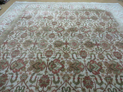 8' 5" X 12' Handmade India Agra Floral Oriental Wool Rug Tea Washed Carpet Nice - Nuvé