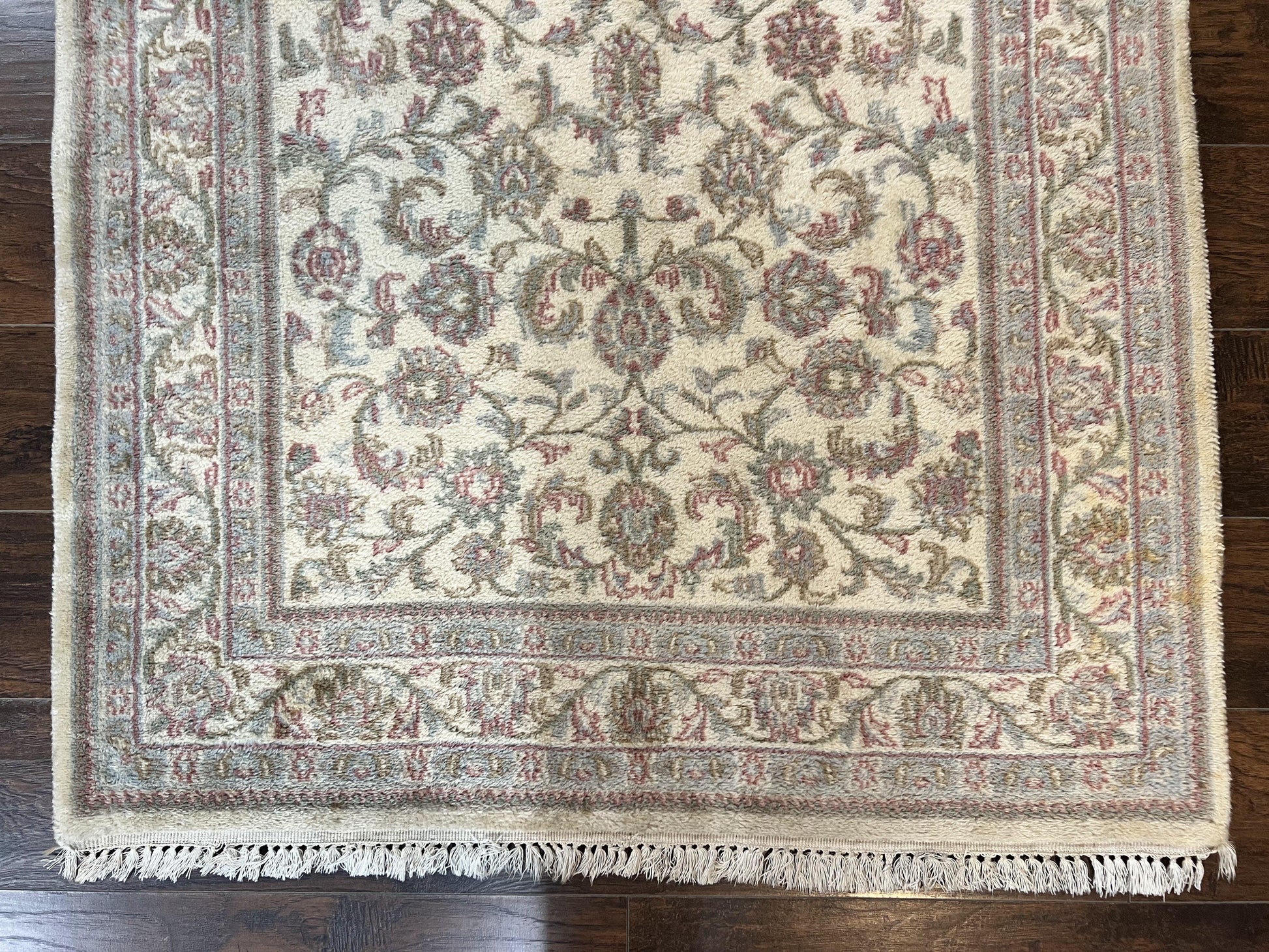 Indo Persian Rug 4x6, Vintage Handmade Wool Carpet, Floral Allover Pattern, Beige, Pair B - Nuvé