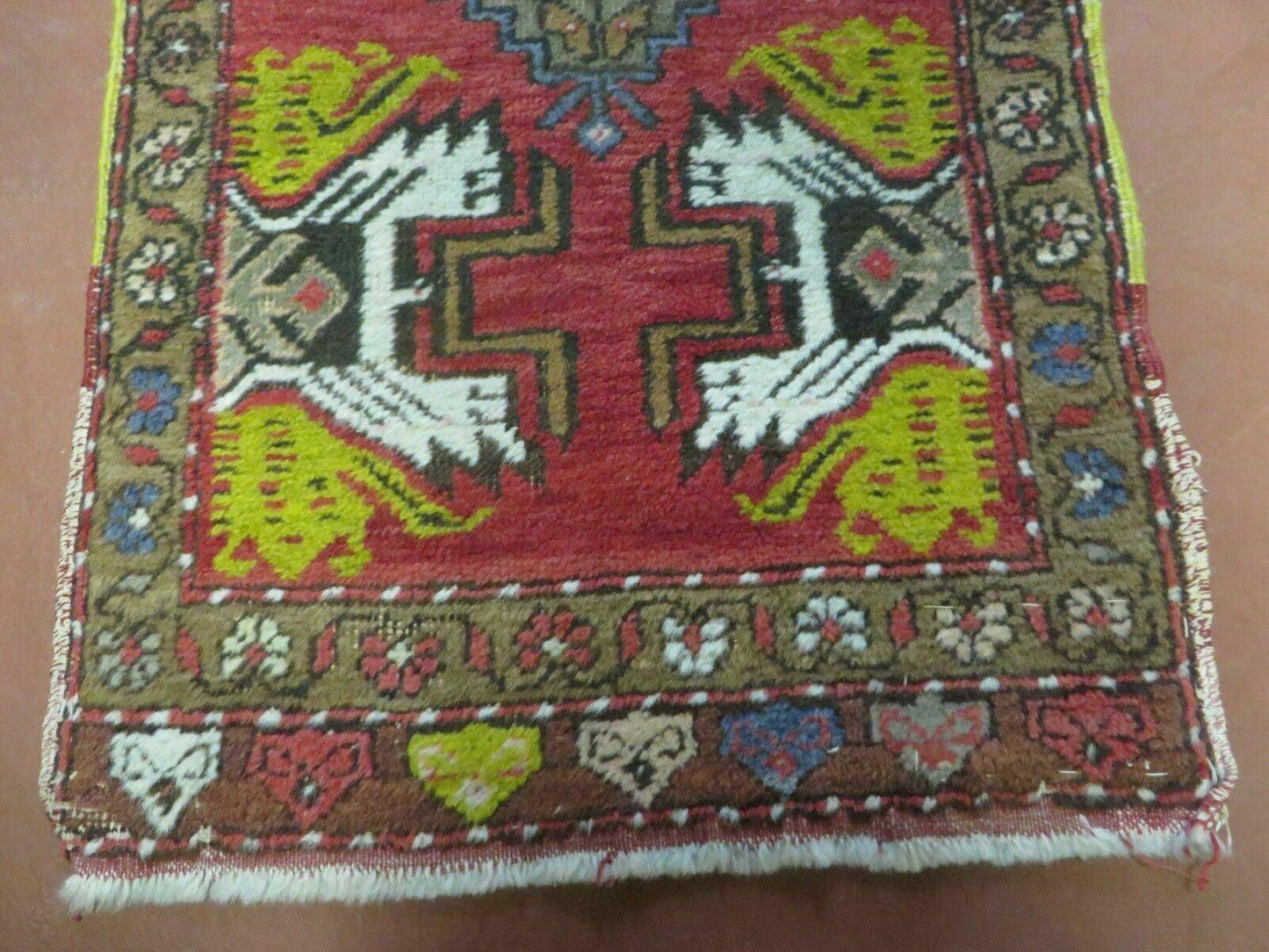 20" X 38" Antique Handmade Turkish Oushak Oshak Yastik Wool Rug Mat Turkey Nice - Nuvé