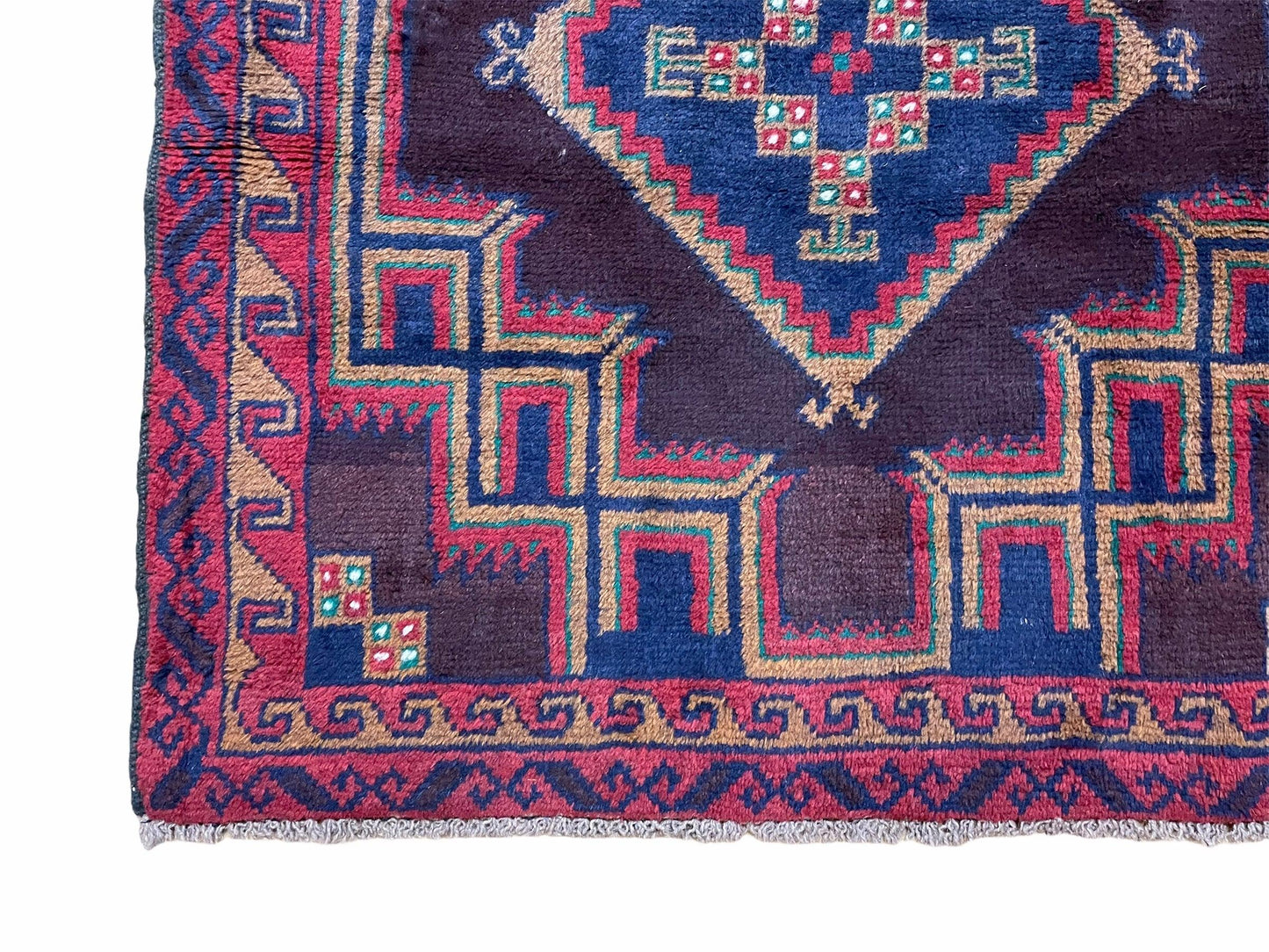 2'11" X 4'6" Vintage Handmade Tribal Wool Rug Balouchi Rug Afghan Rug Geometric - Nuvé