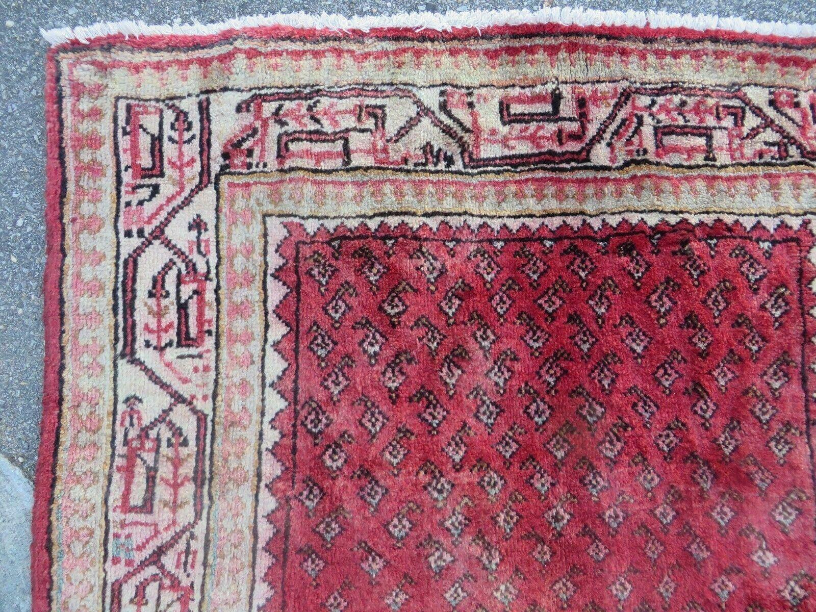 3'7"X 10' Antique Handmade India Oriental Paisley Wool Runner Rug Vegy # 31 - Nuvé