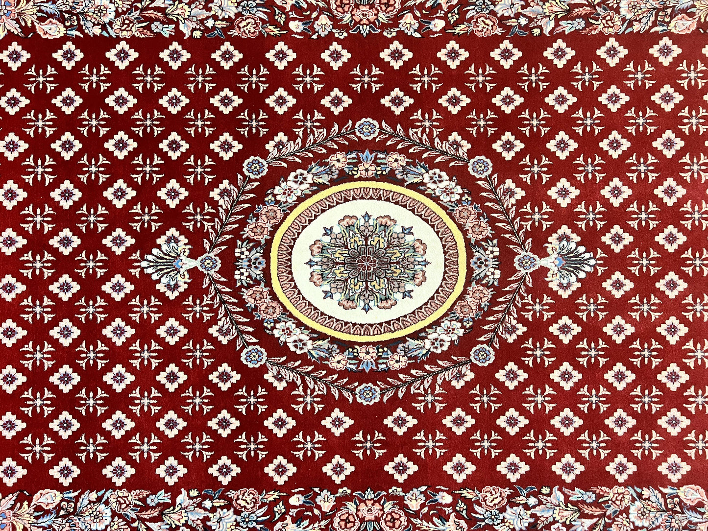Pakistani Rug 6x9, European Aubusson Design, Wool Handmade Vintage Carpet, Dark Red, 6 x 9 Medium Sized Rug - Nuvé