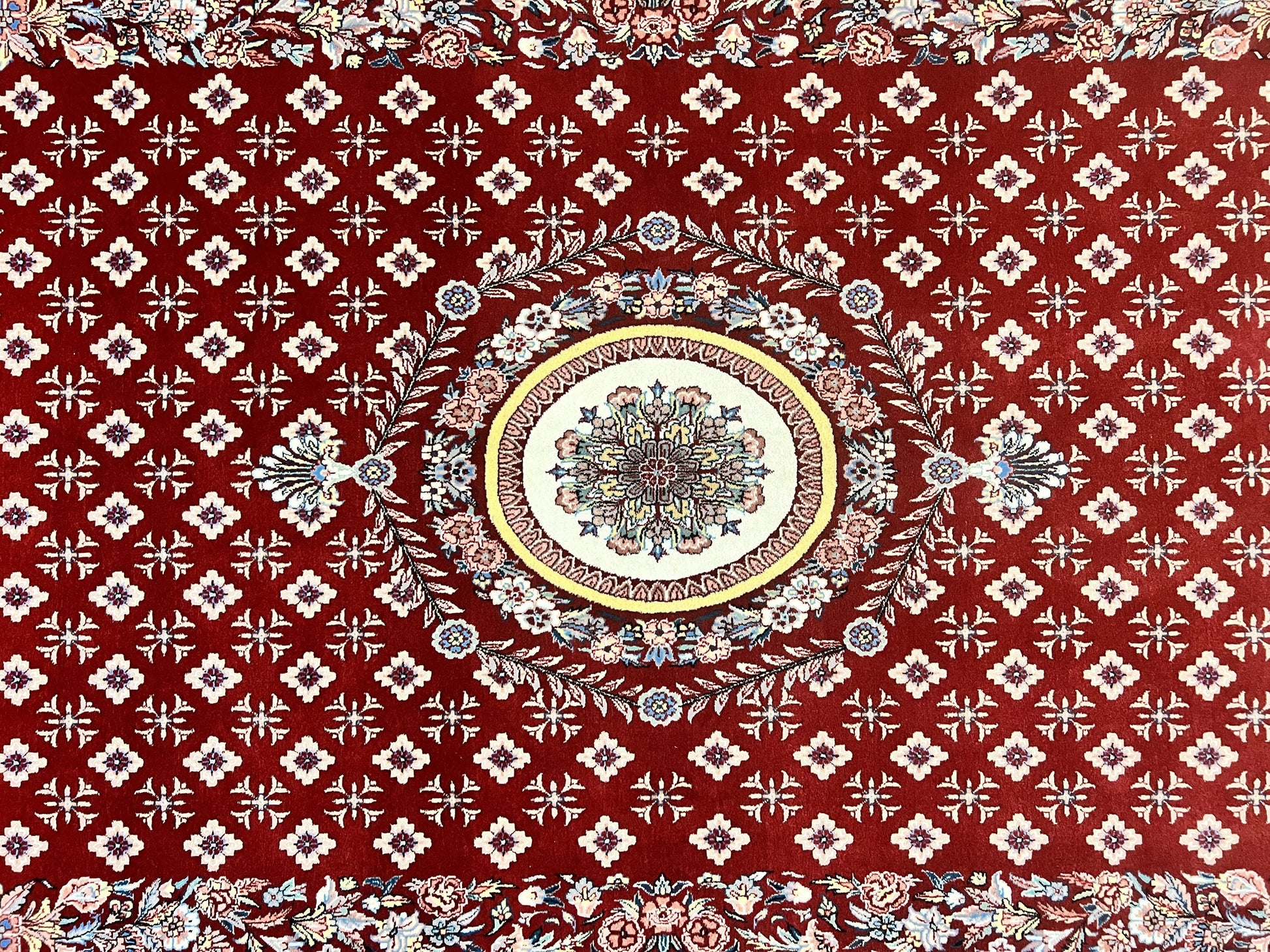 Pakistani Rug 6x9, European Aubusson Design, Wool Handmade Vintage Carpet, Dark Red, 6 x 9 Medium Sized Rug - Nuvé