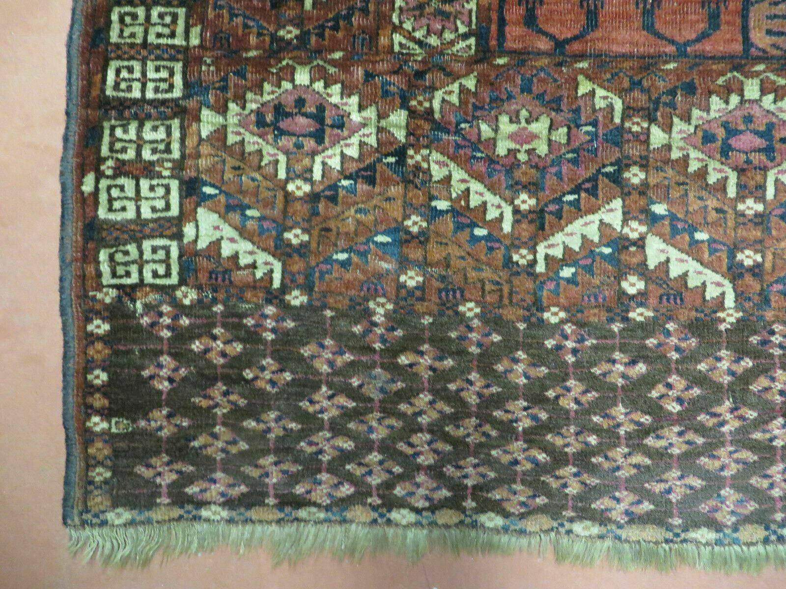 Antique Turkoman Ensi Wool Rug 4x5 - Nuvé