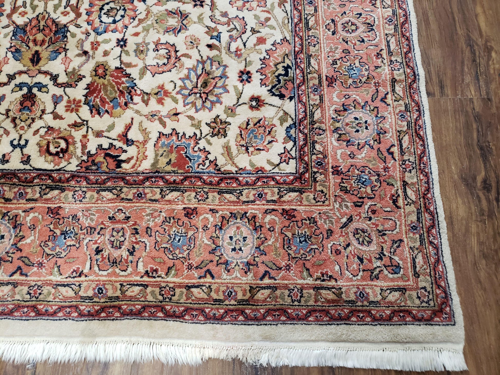 6x9 Top Quality Handmade Wool Area Rug Floral Allover Carpet Veg Dyes Beige - Nuvé