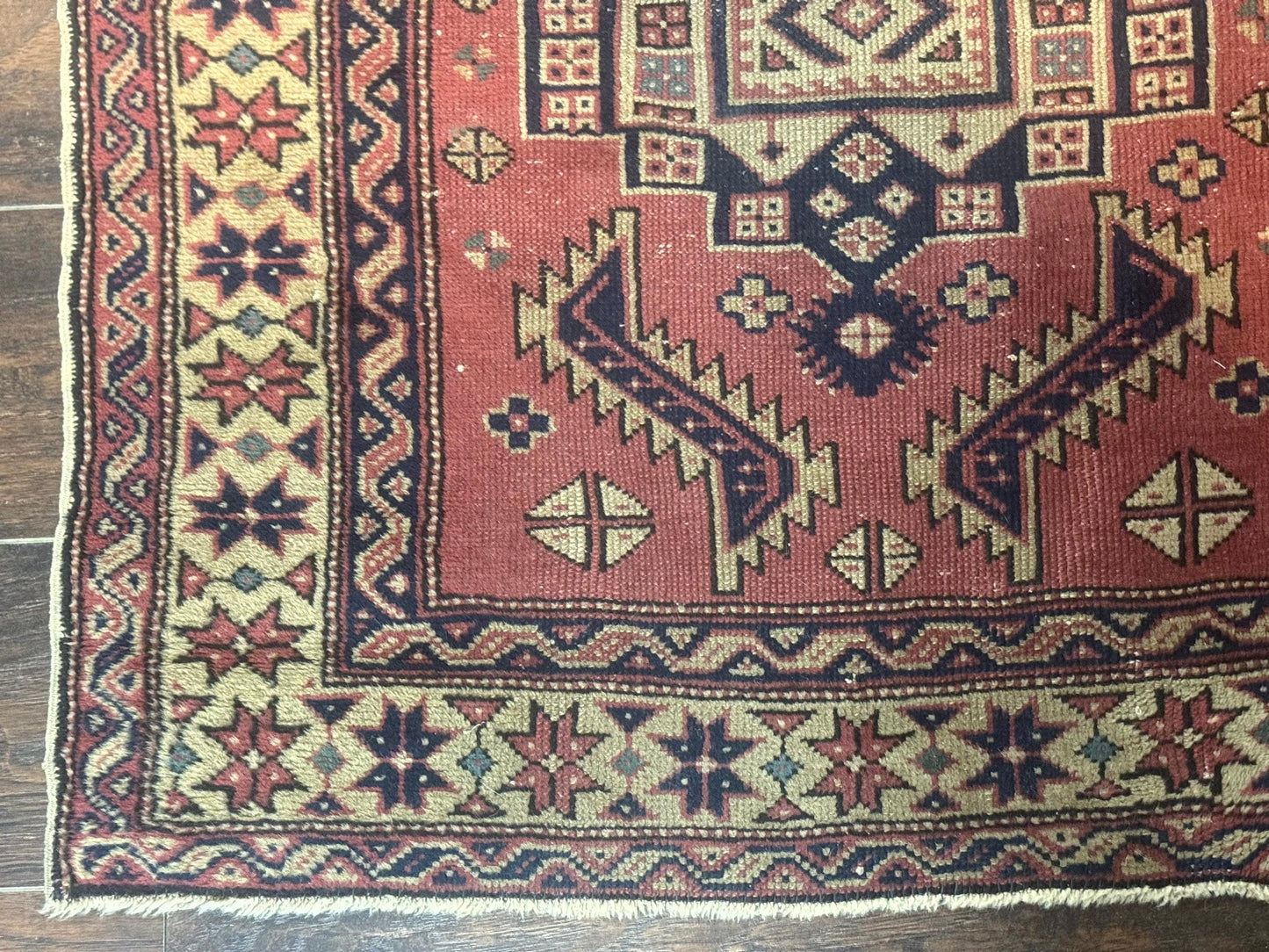 Antique Turkish Sparta Rug 3x6, Geometric Caucasian Kazak Pattern, Handmade - Nuvé