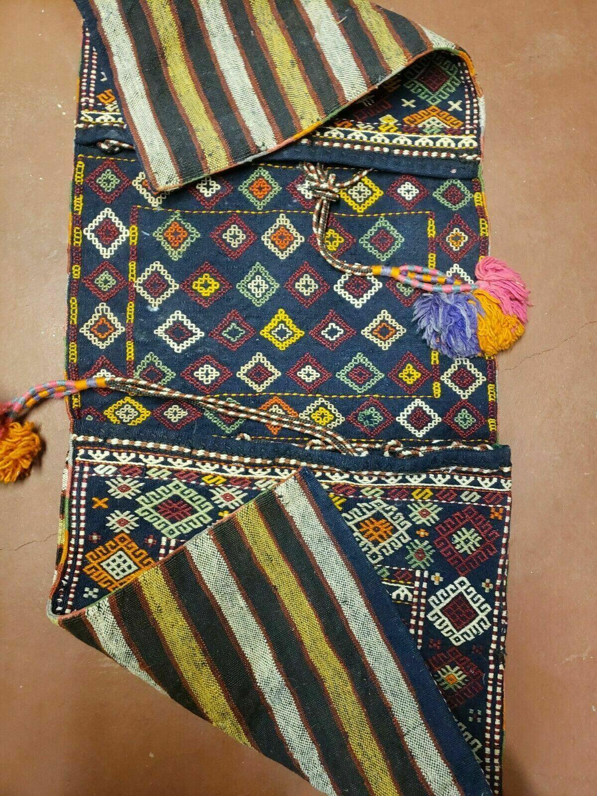2' X 4' Handmade Turkish Tribal Kilim Wool Rug Double Saddle Bag Khorjin Nice - Nuvé
