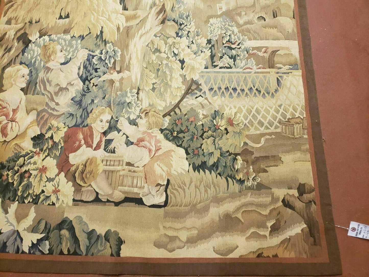 4' X 6' Tapestry French Design Handmade Aubusson Weave Nature One Of A Kind - Nuvé