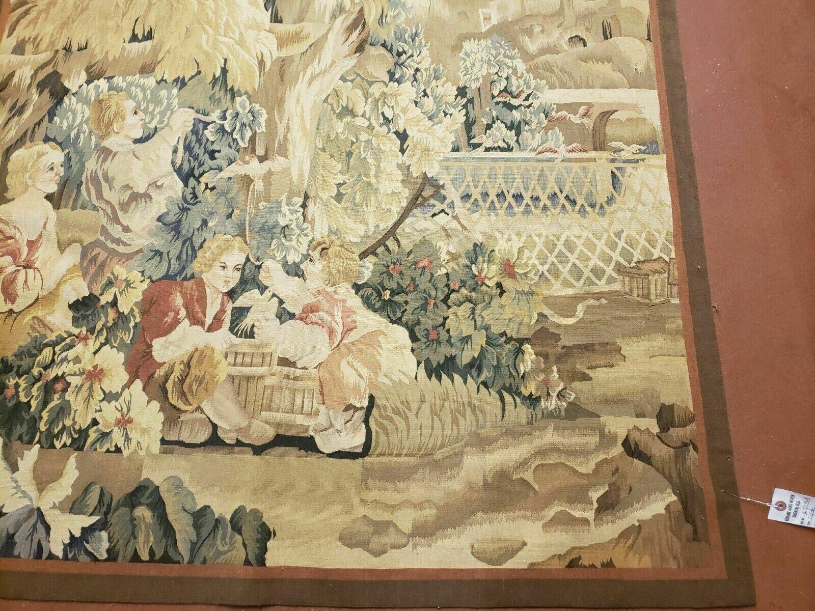 4' X 6' Tapestry French Design Handmade Aubusson Weave Nature One Of A Kind - Nuvé