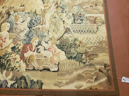 4' X 6' Tapestry French Design Handmade Aubusson Weave Nature One Of A Kind - Nuvé