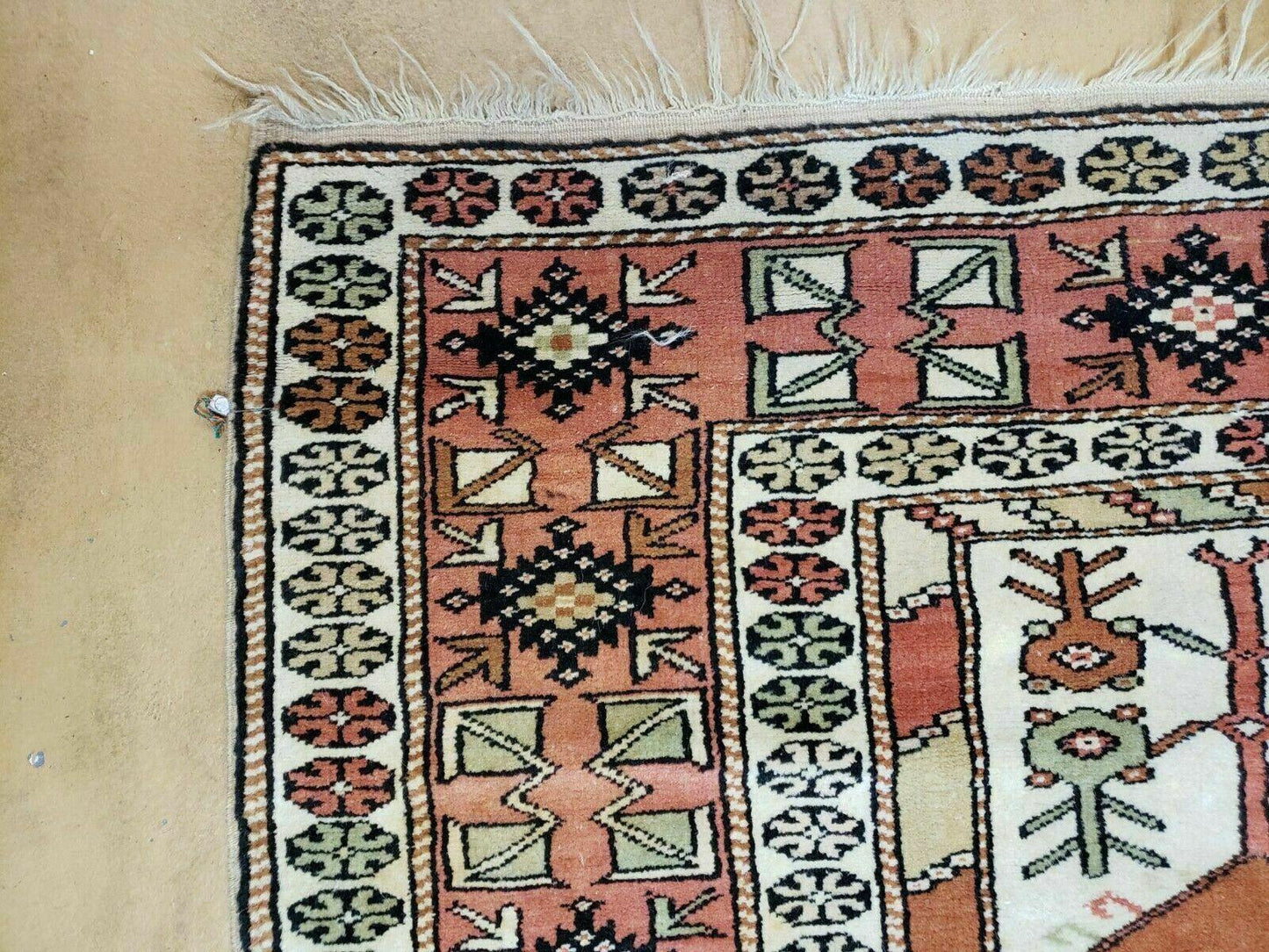 4' X 7' Antique Handmade Turkish Melas Oushak Wool Rug - Nuvé