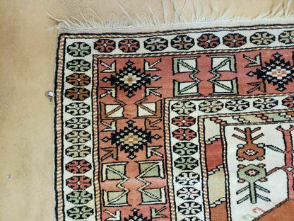 4' X 7' Antique Handmade Turkish Melas Oushak Wool Rug - Nuvé