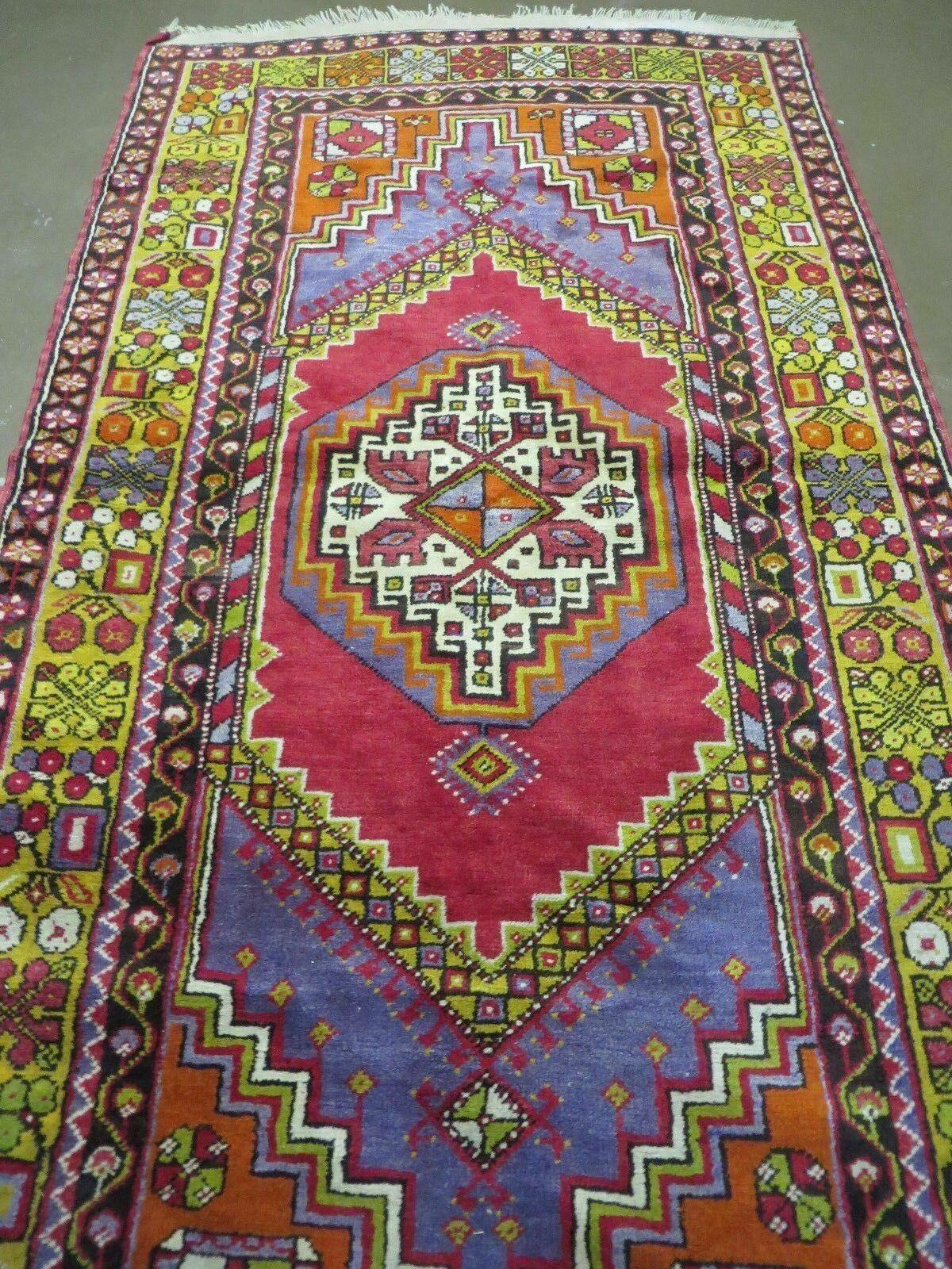 4' X 7' Antique Handmade Turkish Oushak Wool Rug Carpet Red Nice - Nuvé