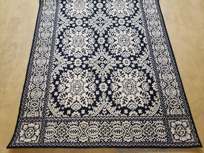 4x6 Power-Loomed Rug Dark Navy Blue & Ivory Oriental Carpet Nice - Nuvé