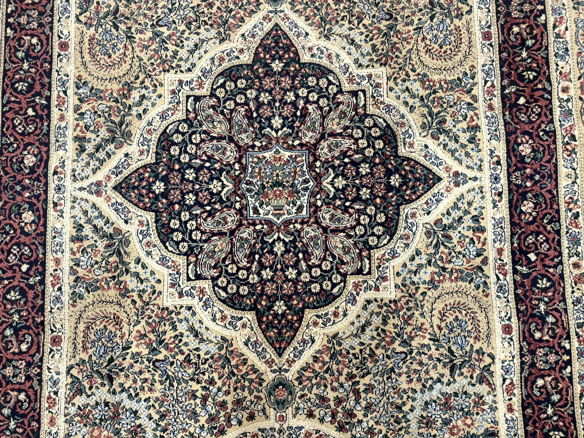 Persian Rug 8x11, Belgium Power Loomed Rug, Kirman Lavar Floral Design, Vintage Rug - Nuvé