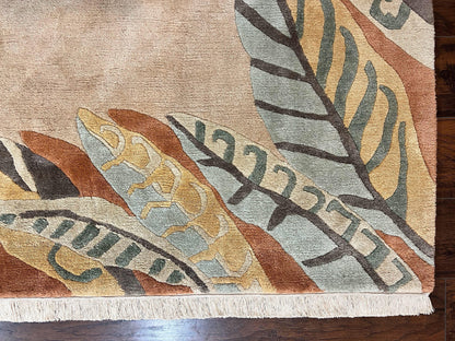 Modern Tibetan Rug 7x10, Soft Wool, Tufenkian Style Carpet, Tibet Nepali Rug, Open Field, Handmade Wool Rug - Nuvé