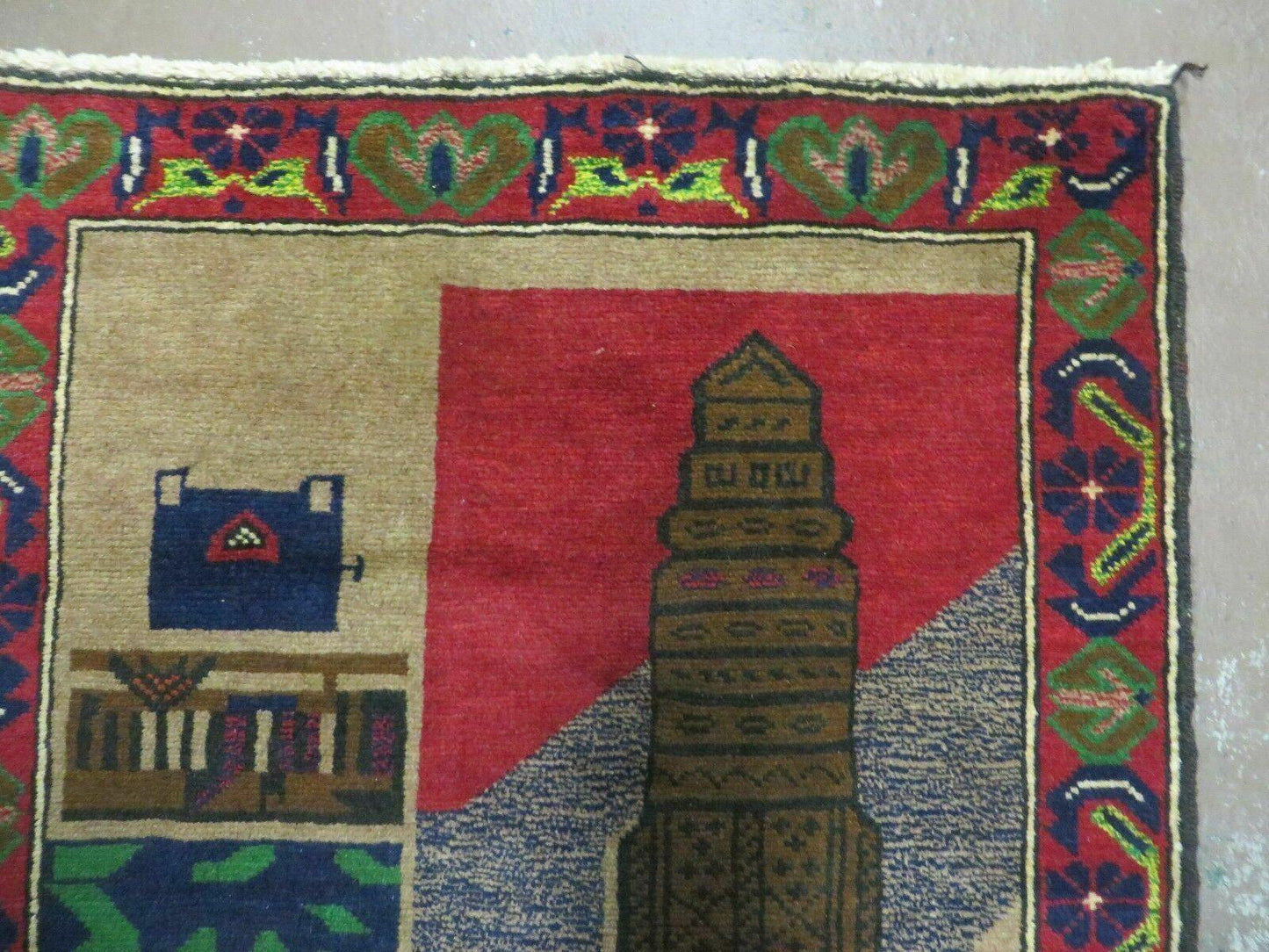3' X 4' New Vintage Handmade Afghan Balouch Tribal Wool Pictorial Rug # 281 - Nuvé