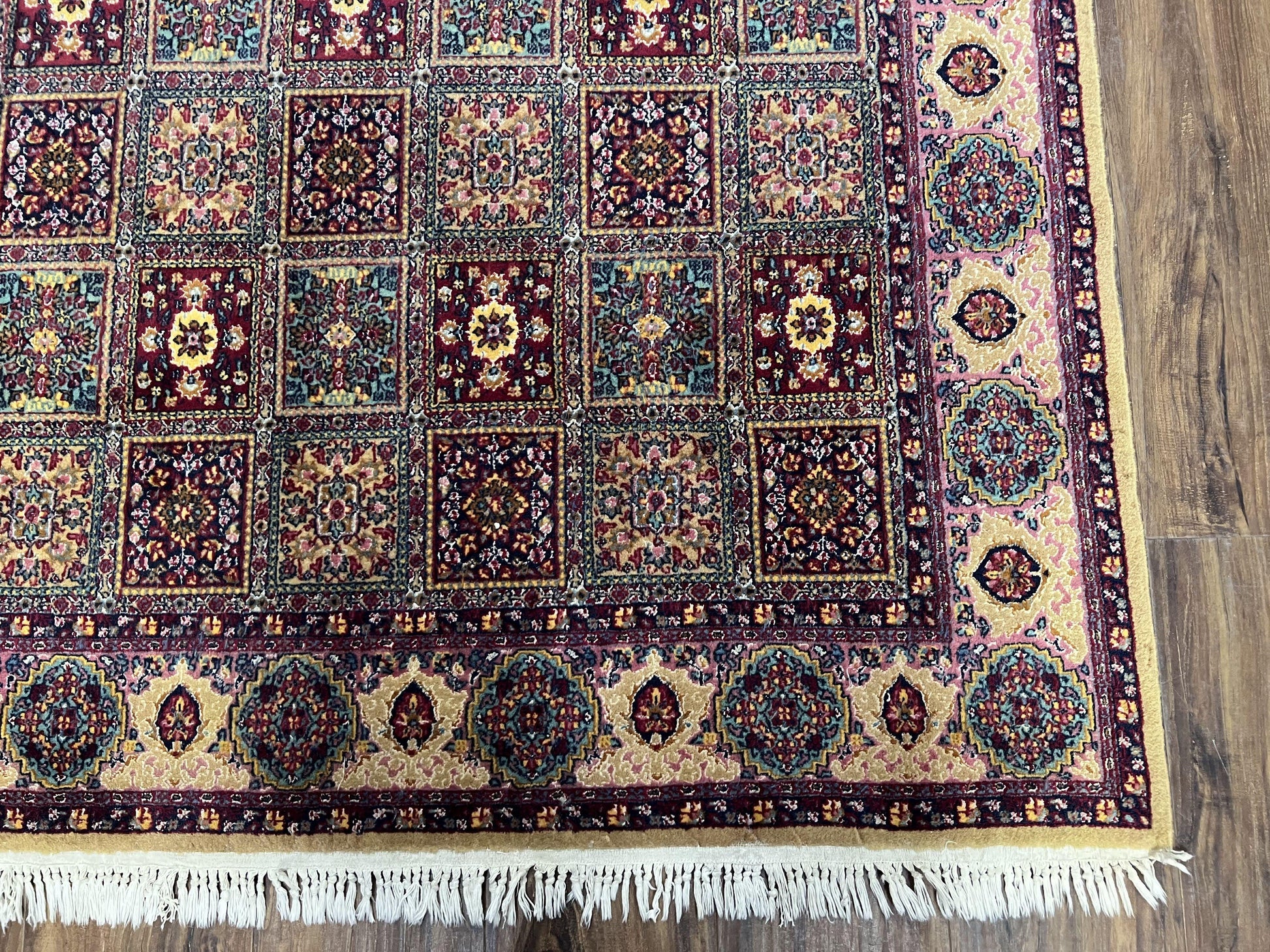 Indo Persian Silk Rug 4x6, Panel Design, Small Flowers, Hand Knotted, Fine Weave, Oriental Carpet 4 x 6, Vintage Area Rug, Beautiful Rug - Nuvé