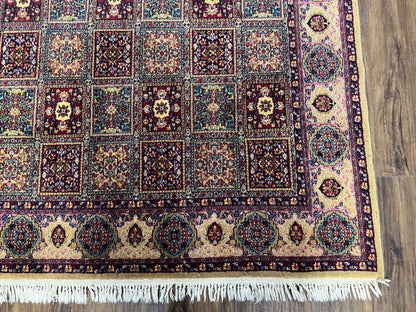 Indo Persian Silk Rug 4x6, Panel Design, Small Flowers, Hand Knotted, Fine Weave, Oriental Carpet 4 x 6, Vintage Area Rug, Beautiful Rug - Nuvé