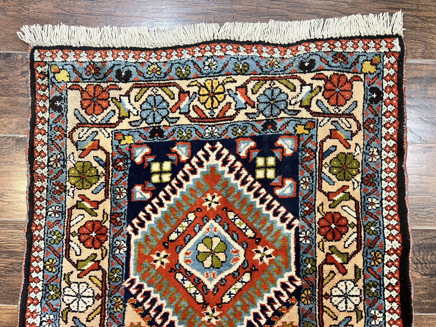 Persian Tribal Runner Rug 2.9 x 14, Colorful Rare Antique Persian Shiraz Yalameh Geometric Carpet for Hallway, 14ft Runner, Handmade, Wool, Red - Nuvé