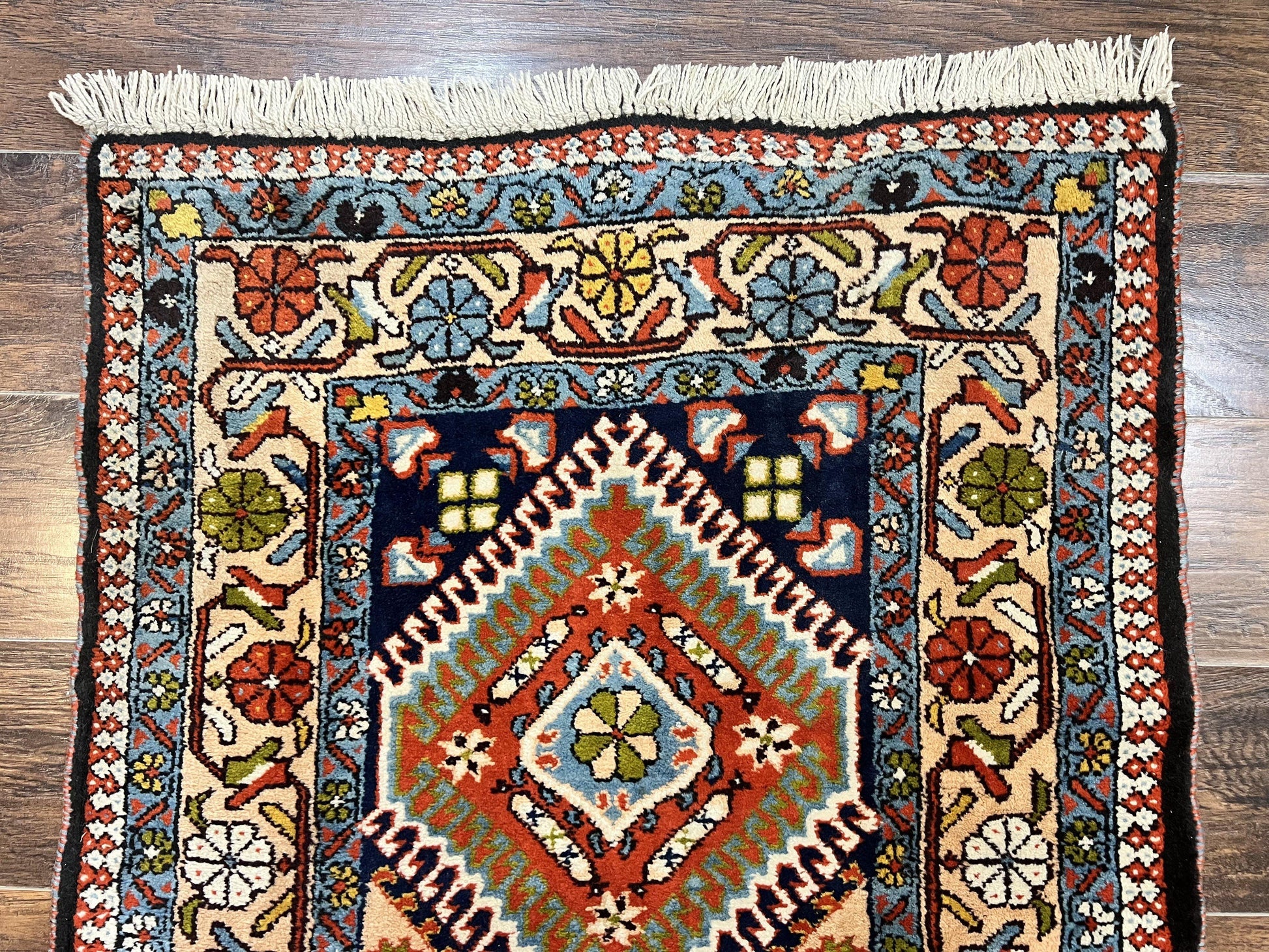 Persian Tribal Runner Rug 2.9 x 14, Colorful Rare Antique Persian Shiraz Yalameh Geometric Carpet for Hallway, 14ft Runner, Handmade, Wool, Red - Nuvé