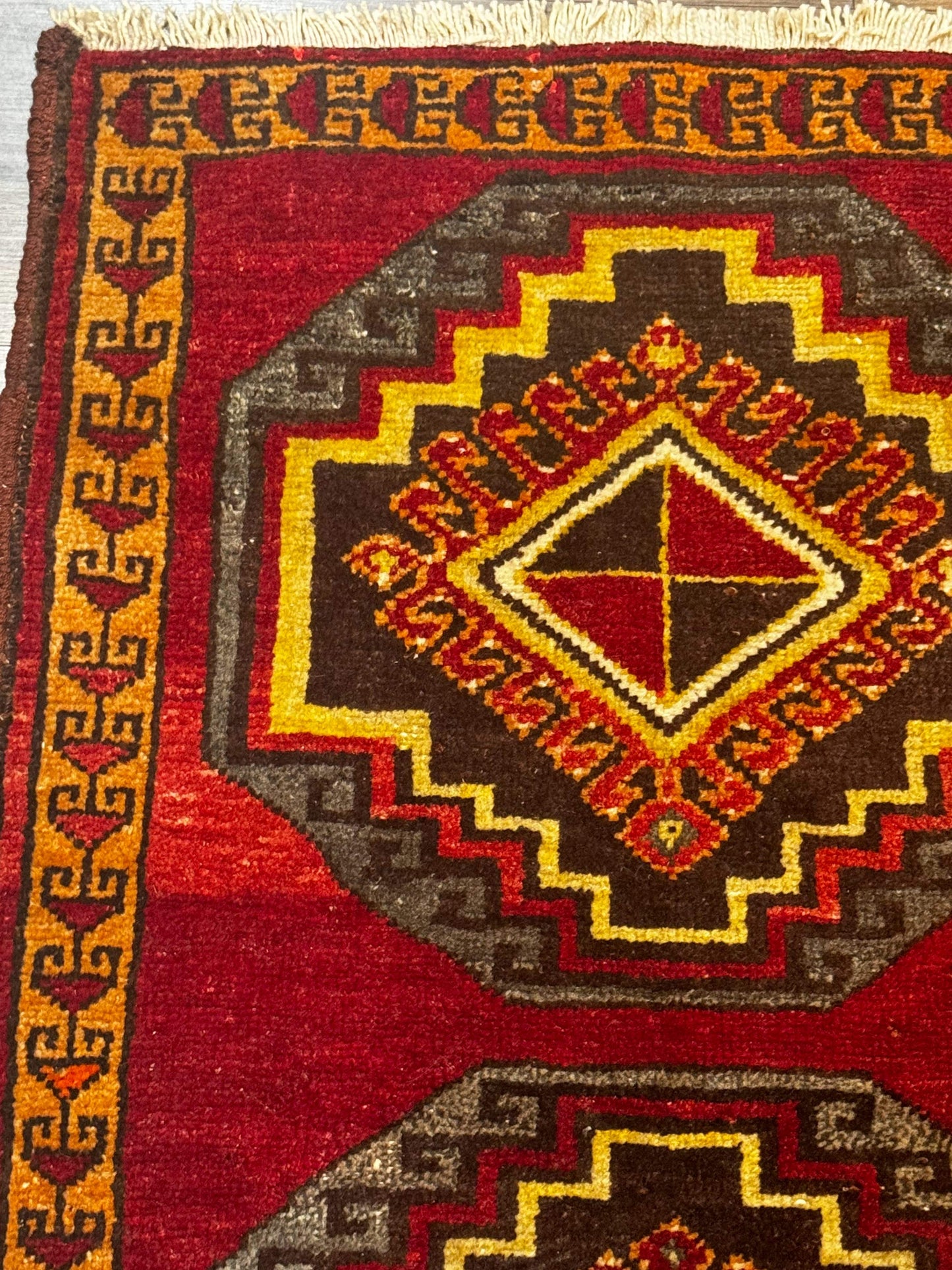 Small Antique Turkish Yastik Rug 2x3, Double Medallions, Geometric, Red, Wool - Nuvé