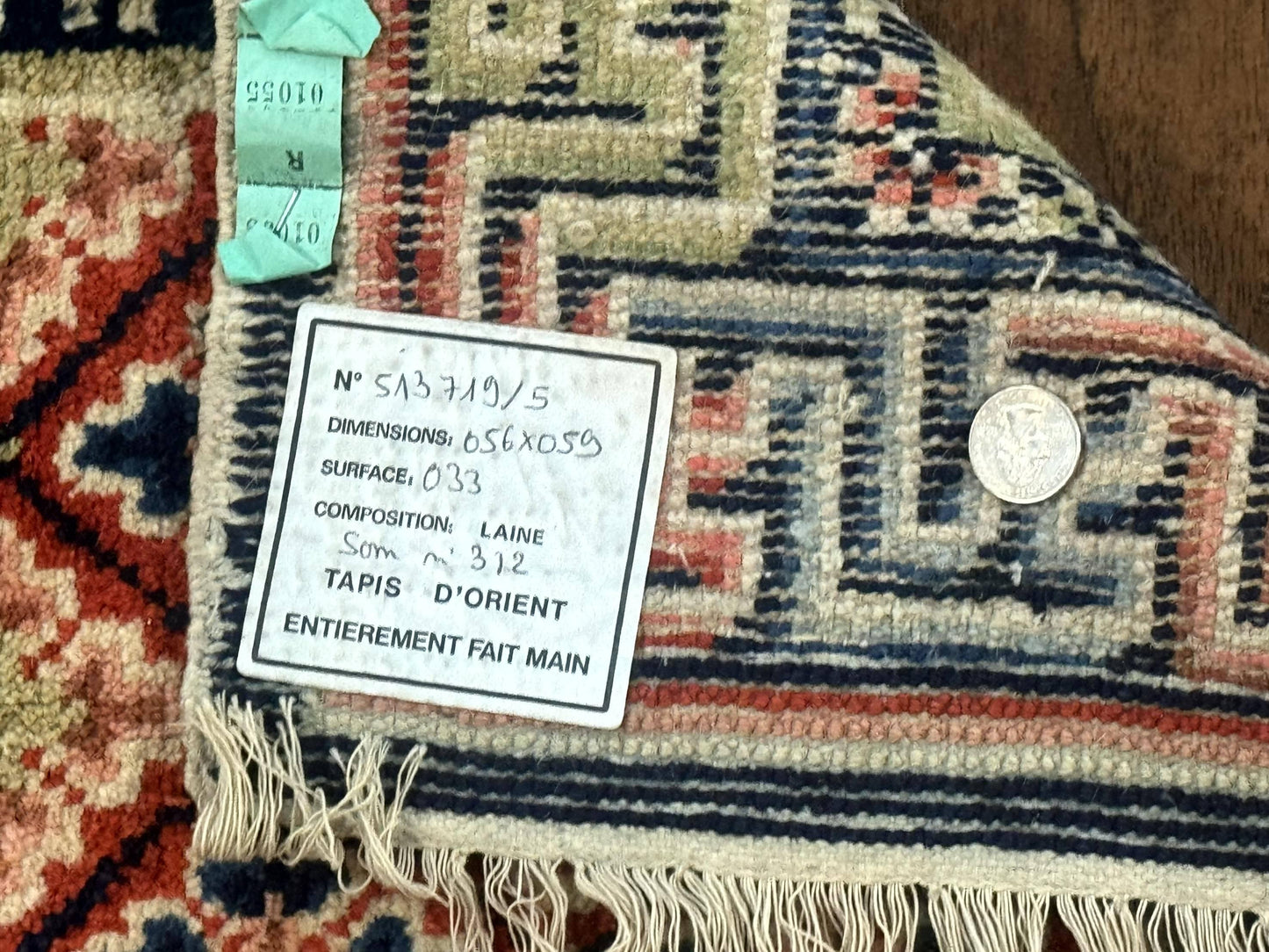 Small Antique Chinese Rug 2x2, Red Blue Square Rug Mat, Handmade, Tibetan Rug - Nuvé