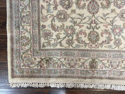 Indo Persian Rug 4x6, Vintage Handmade Wool Carpet, Floral Allover Pattern, Beige, Pair B - Nuvé