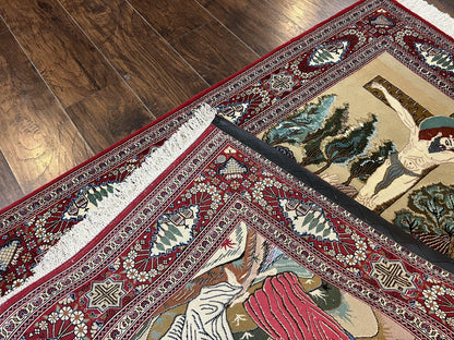 Persian Kashan Pictorial Rug 3x5 - Jesus on Cross - Nuvé