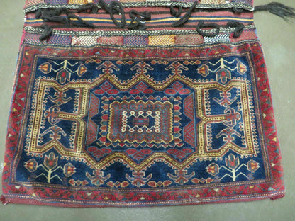 3' X 4.5' Antique Handmade Turkish Tribal Wool Rug Double Saddle Bag Nice - Nuvé