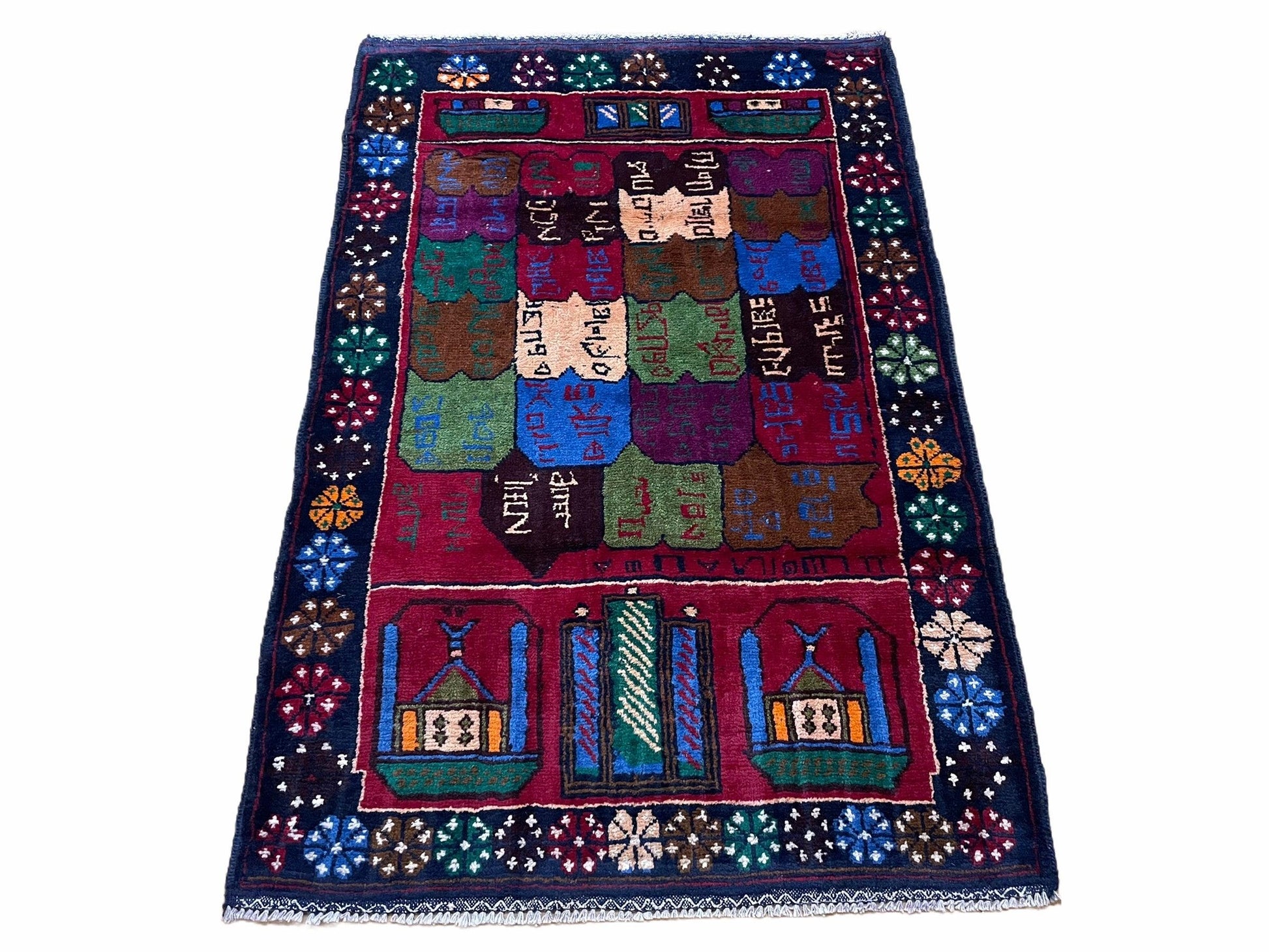 3 X 5 Vintage Handmade Tribal Wool Rug Balouchi Rug Afghan Rug Red Beige Nice - Nuvé