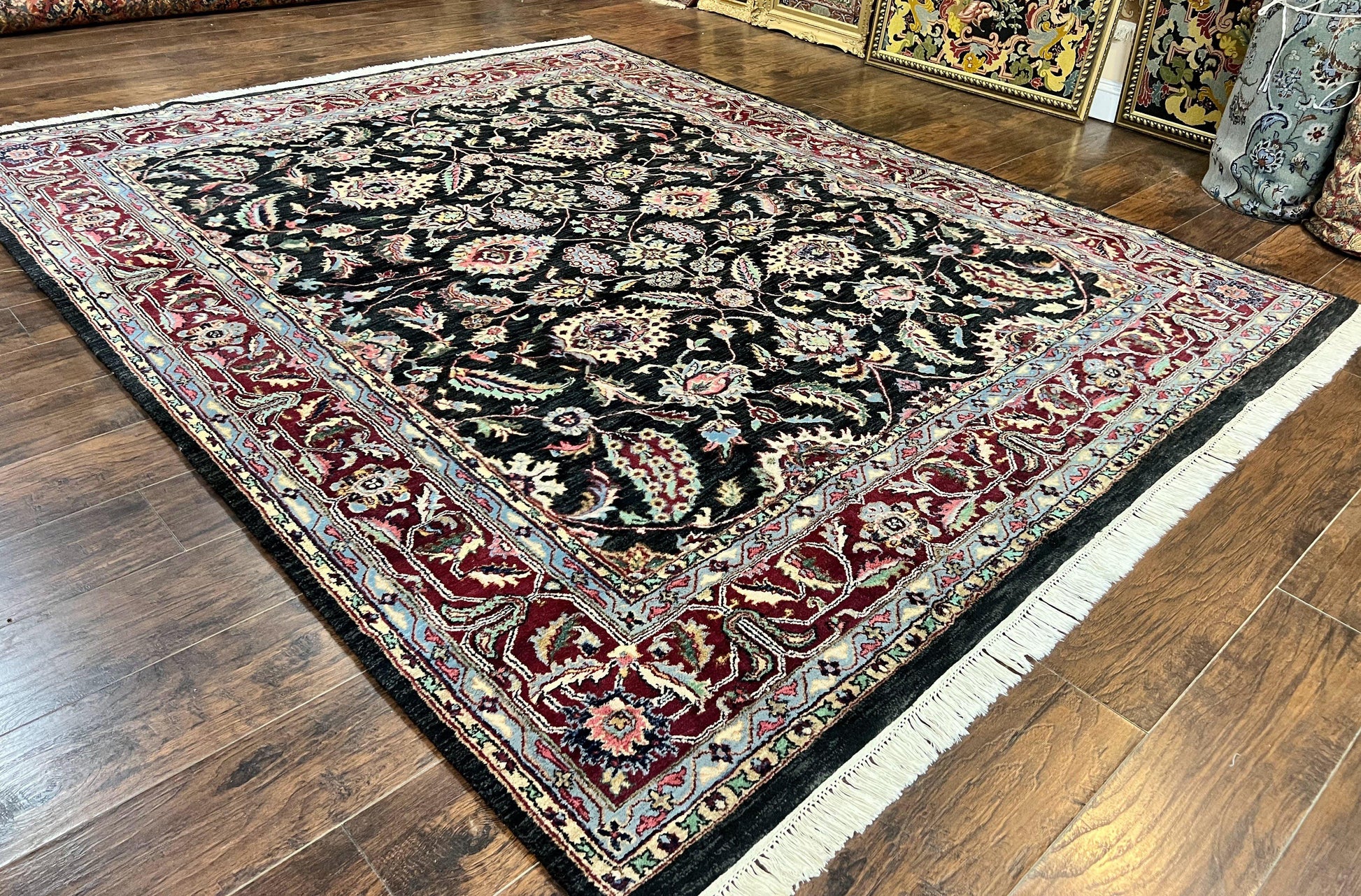 Indo Persian Rug 8x10, Nourison Carpet, Floral, Hand Knotted Vintage Wool Rug - Nuvé
