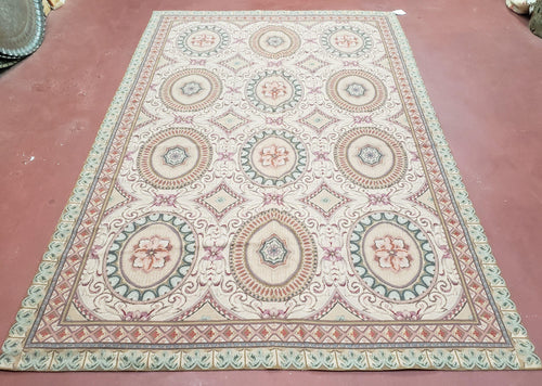 New Needlepoint Rug, 6x9 Needlepoint Carpet, Flatweave Rug, Vicotorian French European English Decor, Elegant Rug for Living Room, Handmade - Nuvé