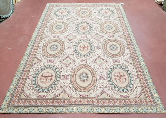 New Needlepoint Rug, 6x9 Needlepoint Carpet, Flatweave Rug, Vicotorian French European English Decor, Elegant Rug for Living Room, Handmade - Nuvé