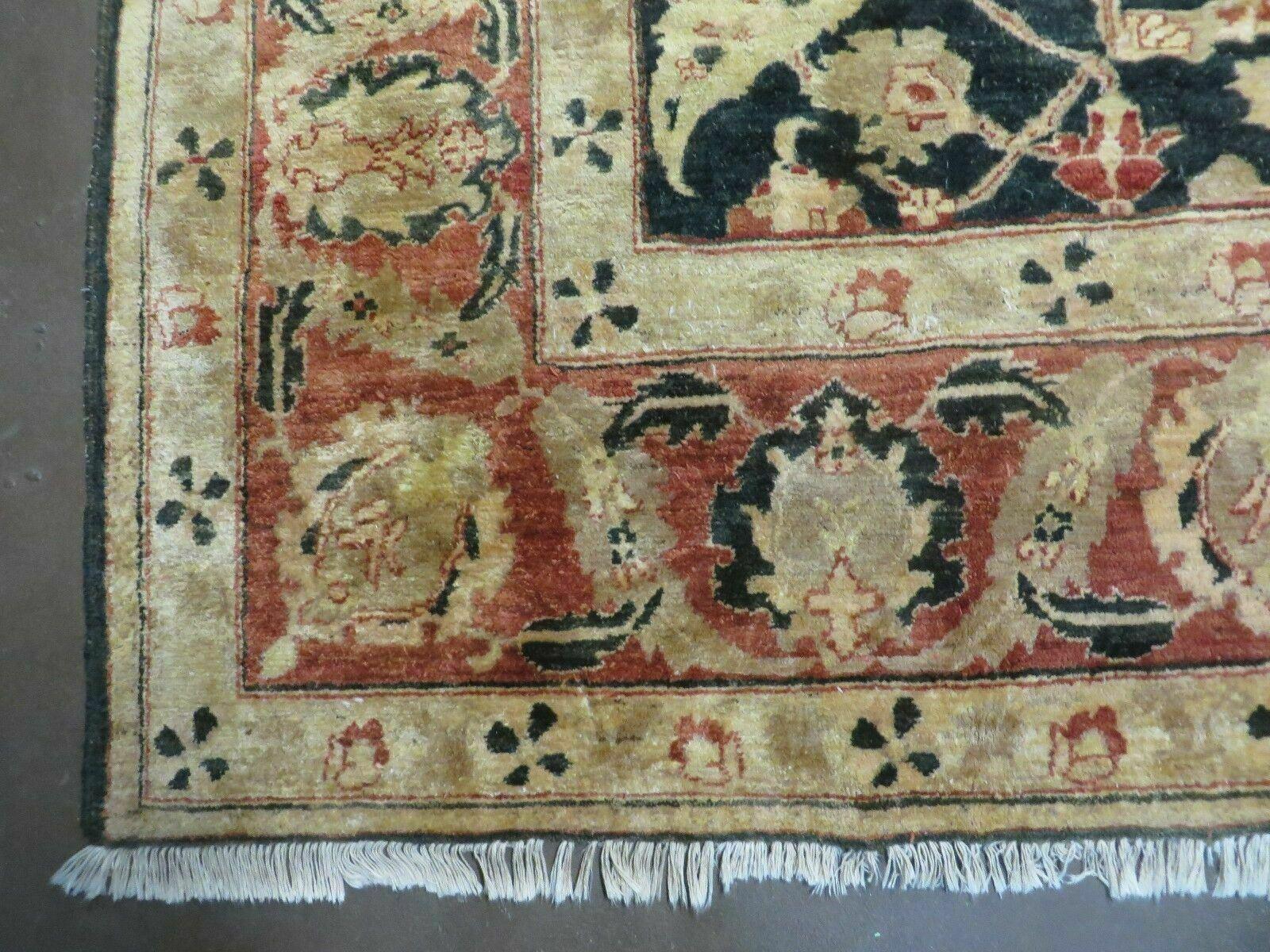 8' X 9' Handmade Pakistan Wool Cotton Rug Peshawar Black Floral Nice # 200C - Nuvé