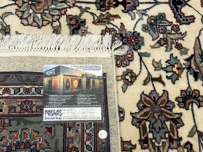 Indo Persian Rug 9x12, Allover Floral Pattern, Ivory & Green, Traditional Oriental Carpet - Nuvé