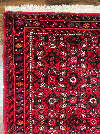 Persian Runner Rug 3 x 16, Wool Handmade Long Antique Hamadan Oriental Rug for Hallway, Red Tribal Rug, Allover Pattern, 3x16 Runner Rug - Nuvé