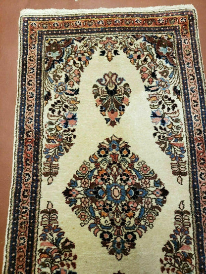 2' 7" X 4' Vintage Handmade Indian Medallion Wool Floral Beige Rug - Nuvé