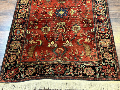 Antique Persian Farahan Sarouk Rug 3.6 x 5, Red, Floral, Traditional Rug, Fine 210 KPSI - Nuvé