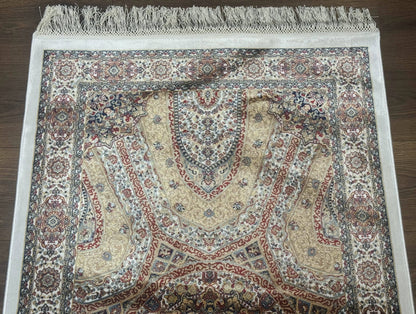 Turkish Silk Runner Rug 2.6 x 13, Dome Design, Hereke Runner, Bamboo Silk, New - Nuvé