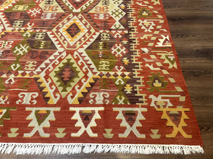 Turkish Kilim Rug 8x10, Geometric Design, Large Kilim Carpet - Nuvé