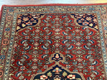 Persian Bidjar Rug 2.7 x 4, Red and Navy Blue, Small Persian Area Rug, Semi Antique - Nuvé