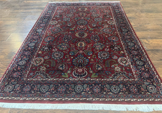 Indo Persian Rug 5x7, Vintage Traditional Floral Carpet, Burgundy and Navy Blue - Nuvé