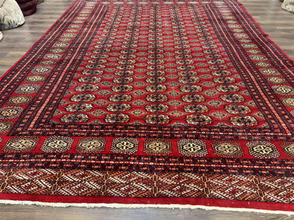 Bokhara Rug 9x12, Red Turkoman Rug, Pakistani Rug, Tribal Carpet, Wool Rug, Red Rug - Nuvé