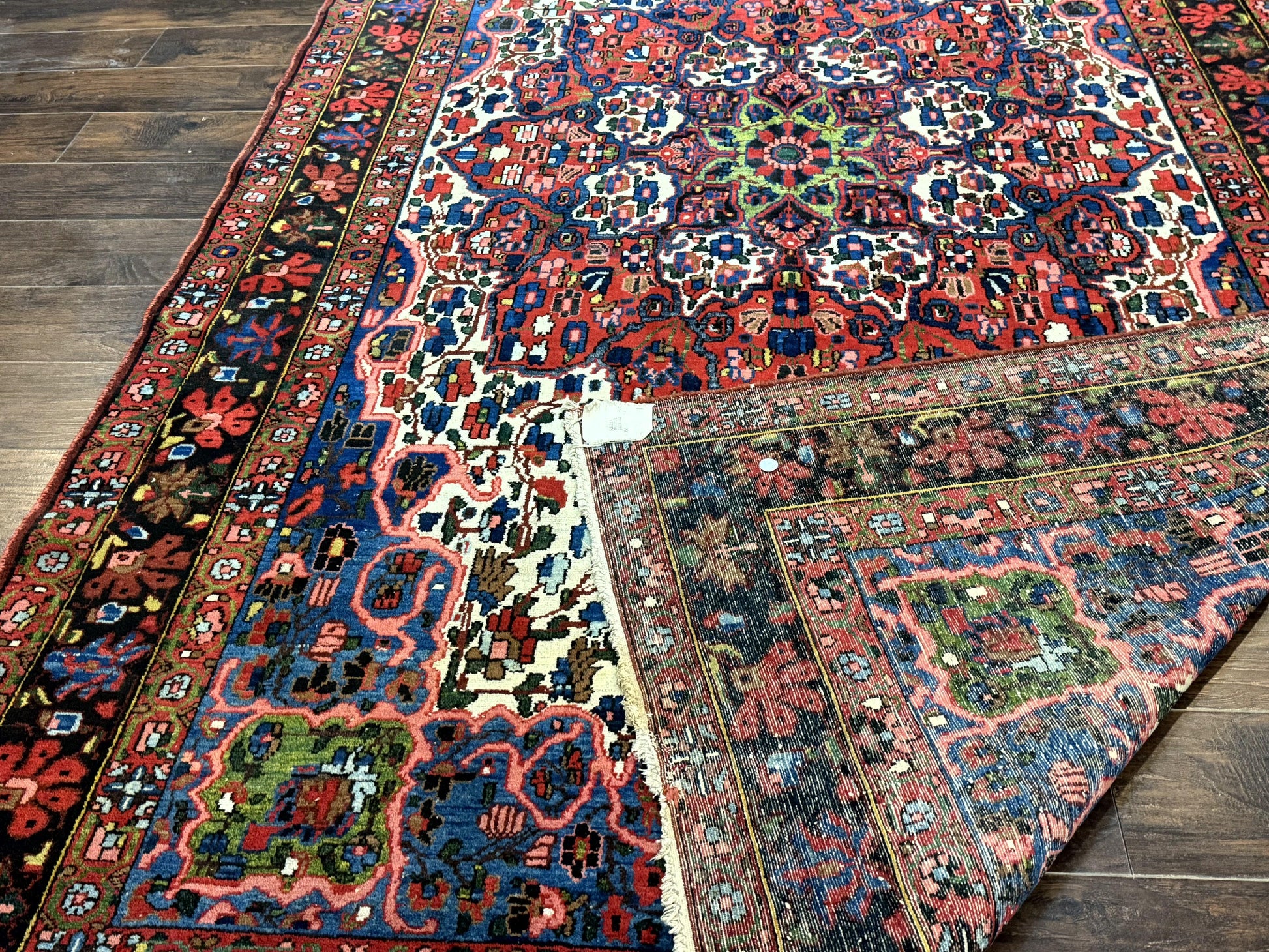 Persian Bakhtiari Rug 7x10, Antique Persian Carpet, Colorful, Great Colors, Ivory Red Blue, Rare Tribal Rug - Nuvé
