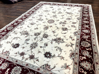 Ivory and Burgundy Pak Persian Rug 6x9 - Nuvé