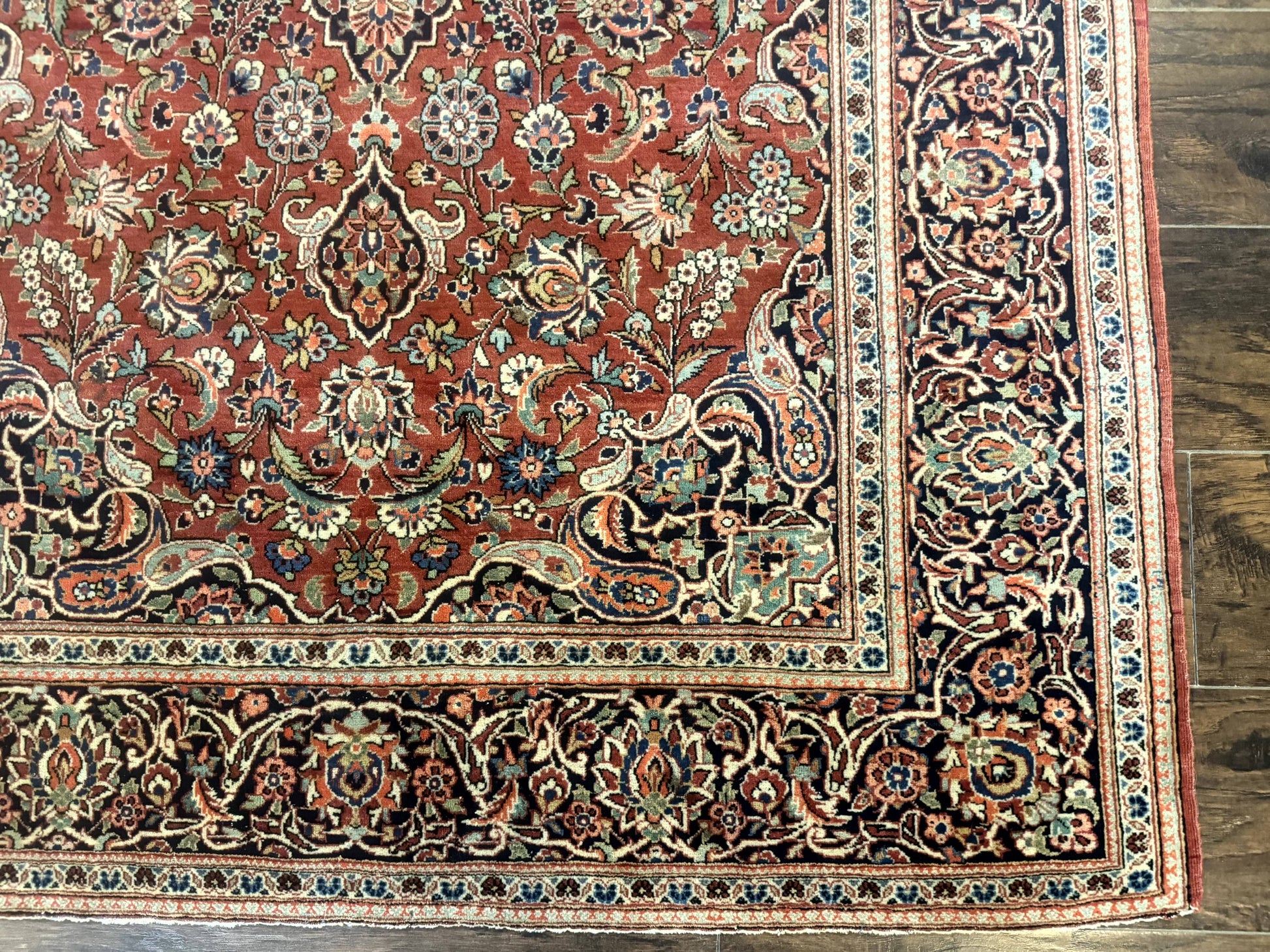 Persian Kashan Rug 4x7, Red, Floral Medallion, Vintage, Wool - Nuvé