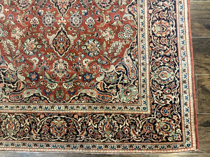 Persian Kashan Rug 4x7, Red, Floral Medallion, Vintage, Wool - Nuvé